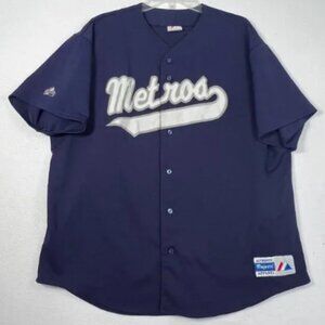 Vintage 90s Majestic Jersey Metros #15 XL Button Down